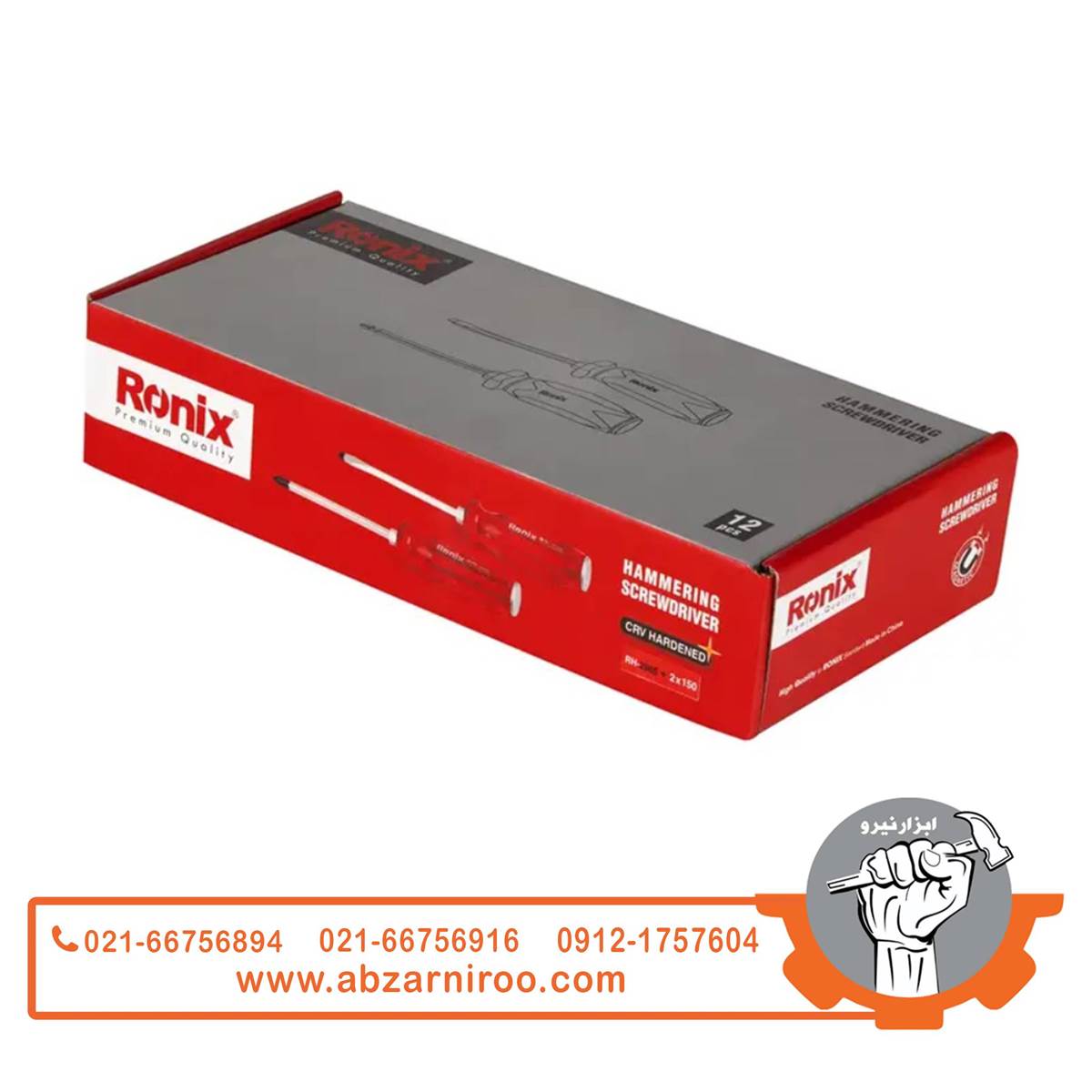پیچ گوشتی تکی دسته کریستال ضربه خور150×6 چهارسو رونیکس مدل RH-2965 پیچ گوشتی تکی دسته کریستال ضربه خور150×6 چهارسو رونیکس مدل RH-2965