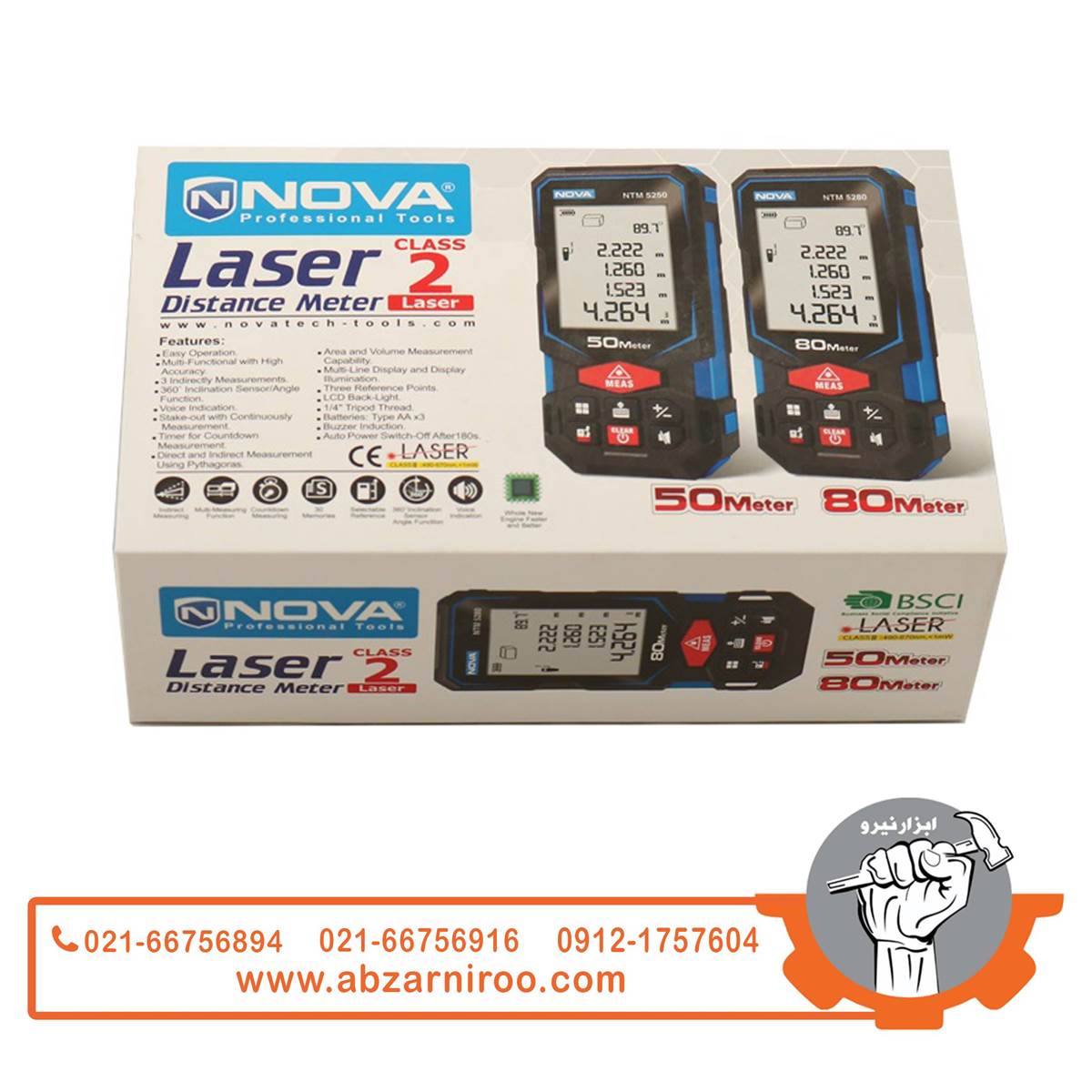 متر لیزری 50 متری نووا مدل NTM-5250 متر لیزری 50 متری نووا مدل NTM-5250