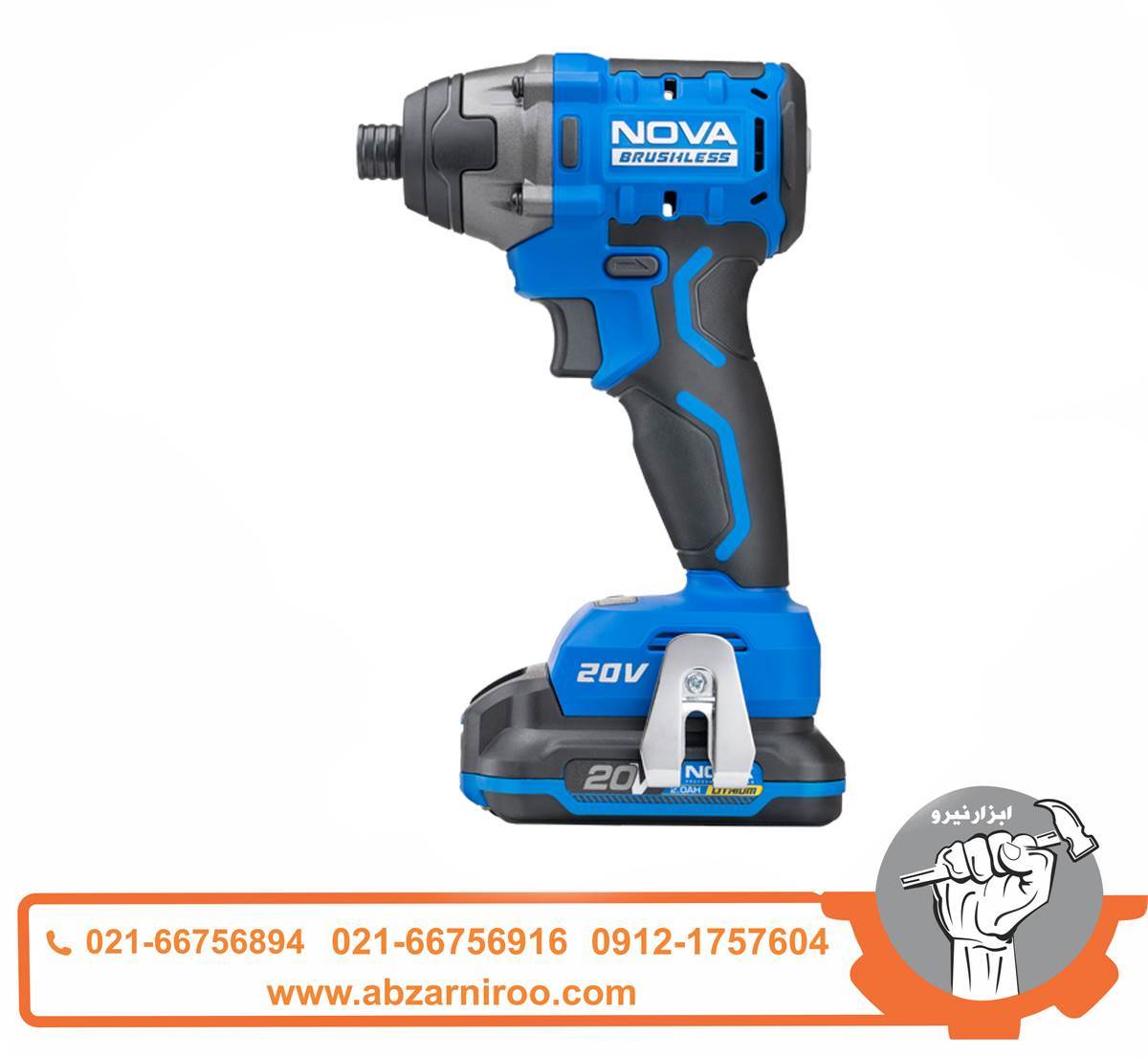 پیچ گوشتی شارژی 20 ولت براشلس ضربه ای سه سرعته 2 باتری نووا مدل 7730 پیچ گوشتی شارژی 20 ولت براشلس ضربه ای سه سرعته 2 باتری نووا مدل 7730
